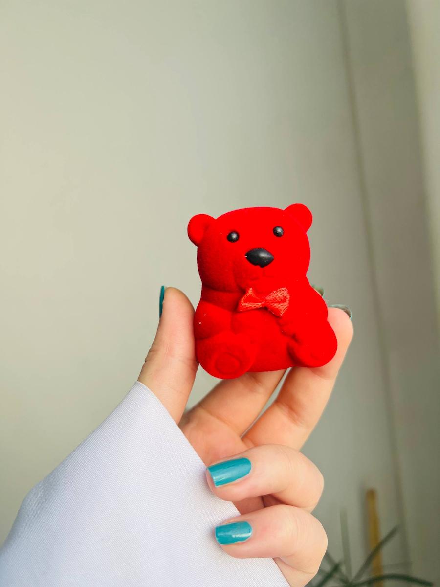 جعبه جا انگشتری خرسی مناسب سوپرایز وهدیه